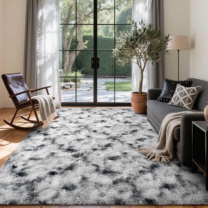 5x7 Ft Large Shag Rugs for Bedroom Living Room Decor for Men Boys, Tie Dyed - Image 2