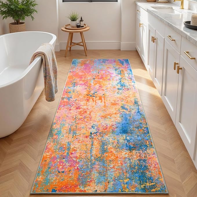 2x6 Rainbow Rug Runners for Hallways Kitchen Runner Rug Non Slip Washable - Image 3