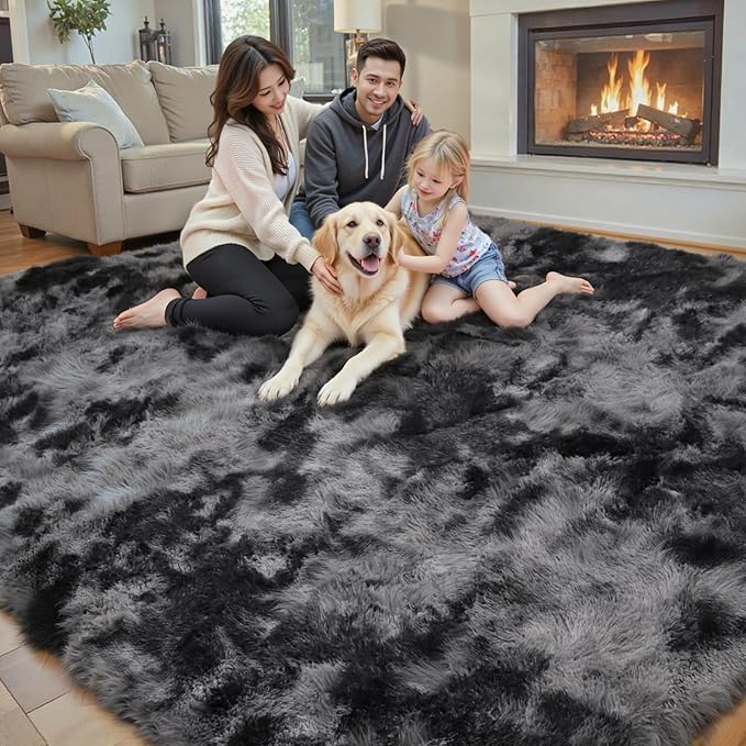 Area Rugs 9x12 Living Room, Large Area Rug Shag Shaggy Carpet Soft Plush Furry - Image 3