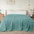 Exclusivo Mezcla Queen Size Flannel Fleece Blanket, Super Soft Striped Jacquard by ExclusivoMezcla
