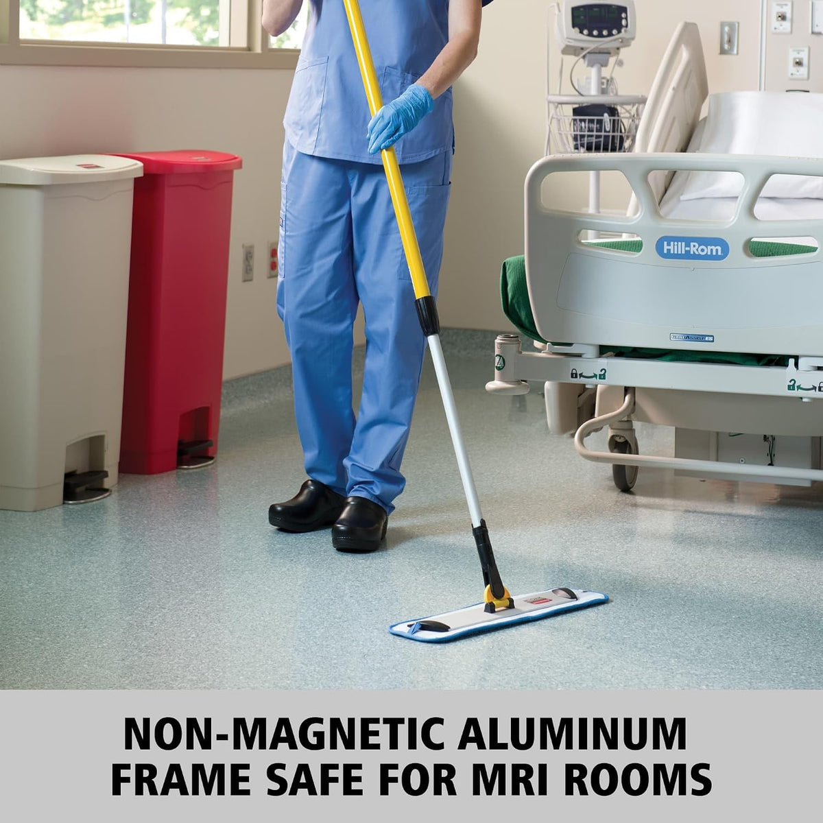 Rubbermaid Commercial Products HYGEN Microfiber Quick-Connect Mop Frame 18 inch Silver for Janitorial/Professional/Industrial Cleaners for Heavy-Duty Floor Cleaning/Mopping/Dusting, Microfiber