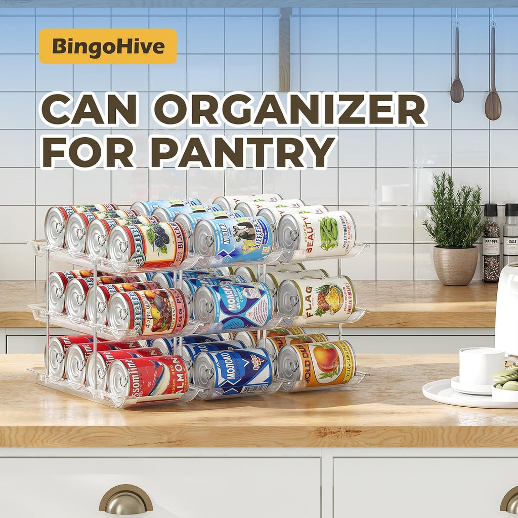 Can Organizer for Pantry 3 Tiers Rolling Can Storage Cupboard