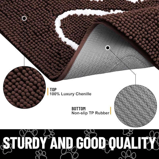 Smiry Dog Door Mat for Muddy Paws, Absorbent Dirt Trapper Non Slip Quick Dry - Image 3