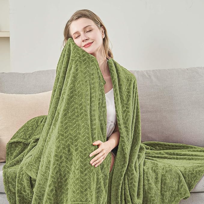 inhand Sage Green Fleece Twin Blanket, Super Soft Flannel Cozy Blankets - Image 7