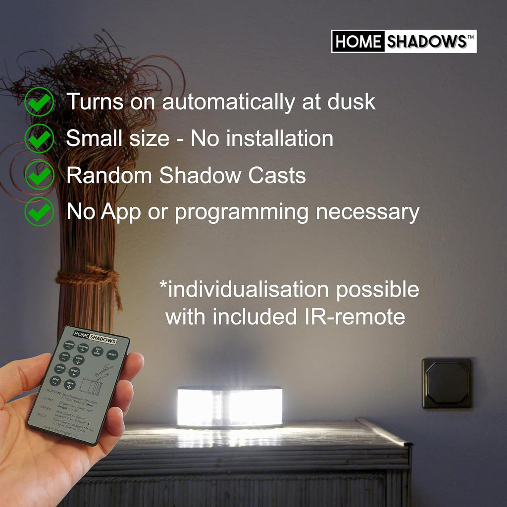 Attendance Simulator - DIY Home Security System That Casts Shadows on Curtains or Walls to Deter burglars Before They Try to Break in - Security Light for Home Safety - Wood-Look Beech