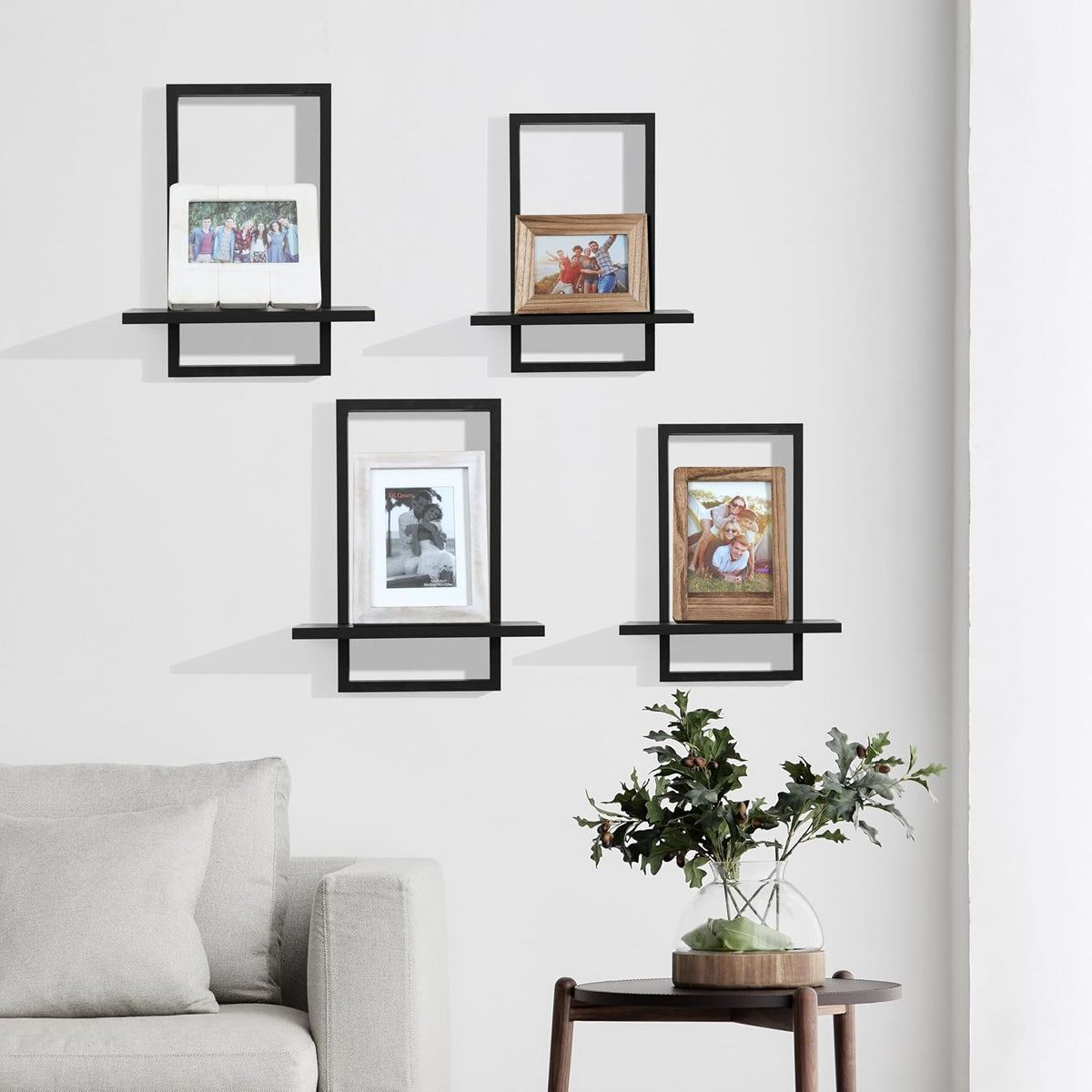 Floating Shelves for Wall,Decorative Wall Shelves Black,Plants Shelf Framed