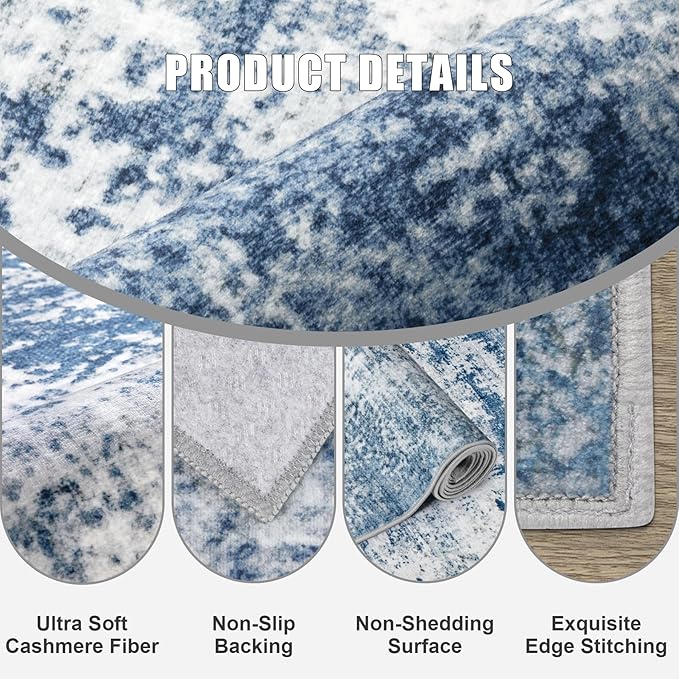 4x6 Area Rug Living Room Rug: Washable Modern Abstract Soft Thin Rug Indoor - Image 6