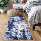 KOZYFLY Modern Abstract Runner Rug 2x6 Navy Blue Runners - Image 6