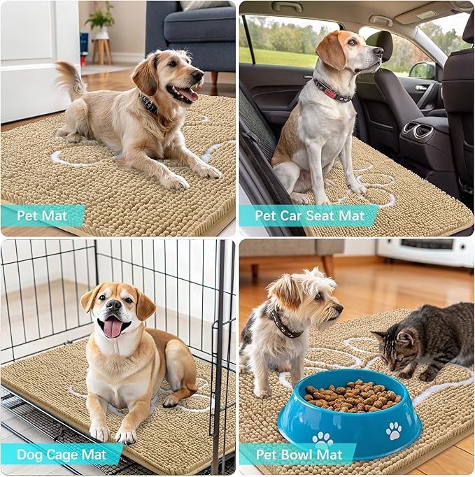 OLANLY Dog Door Mat for Muddy Paws 54x32, Paw Print Design, Absorbs Moisture - Image 7