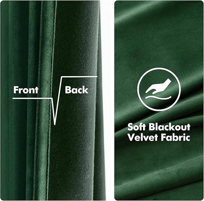 MIULEE Christmas Velvet Curtains Emerald Green Grommet Curtain Thermal - Image 3