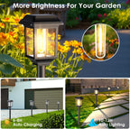 Mancra Solar Outdoor Lights Waterproof, 8 Pack Metal Glass Solar Pathway Lights Outdoor Lighting Garden Decor for Landscape Path Yard Patio Driveway (Warm White)