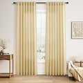 Nanspring Cream Yellow Linen Curtains 84 Inch Length by Nanspring