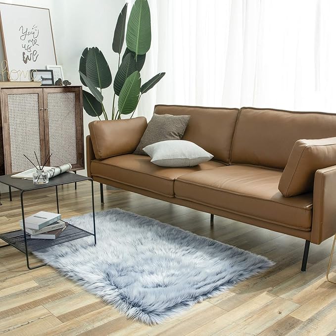 Ashler Faux Fur Rug, Fluffy Shaggy Area Rug Ultra Soft 3 x 5 Feet Rectangle Fur by AshlerHomeDeco