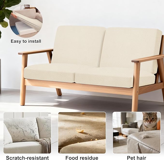 4Pcs Patio Stretch Cushion Covers, Outdoor Sofa Replacement Cover Slipcovers - Image 4
