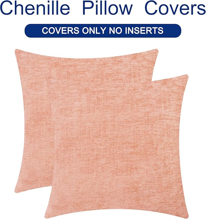 CaliTime Throw Pillow Covers Decorative 26 X 26 Inches Pack of 2 Cozy Chenille - Image 6