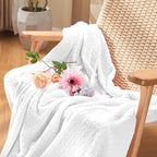 inhand White Fleece Twin Blanket, Super Soft Flannel Cozy Blankets - Image 2