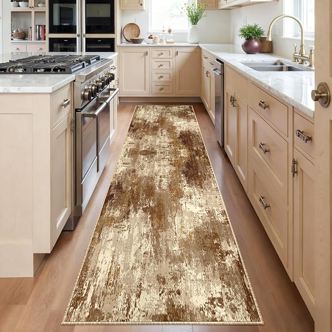 Washable Area Rugs 2'x6' Non-Slip Modern Abstract Soft by RELEANY