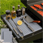 2 Pack Caketime Silicone Grill Mats for Baking Cooking Kitchen Heat Resistant Waterproof Electric Fryer Patio Park Garden Outside Summer Must Have Useful Gadgets Brother BBQ Gifts(Black)