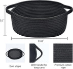 ABenkle Small Basket with Handles, Boho Decorative Rope Woven Dog Cat Toy Storage Bin Shelf Storage Organizer, Easter Christmas Gift Basket, 12"x8"x5", Black