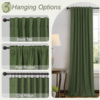 Pitalk Olive Green Blackout Curtains 63 Inch Length 2 Panel - Image 6