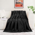 Puncuntex Black Throw Blanket 60"×80" inches Fuzzy 3D Jacquard Decorative by Puncuntex