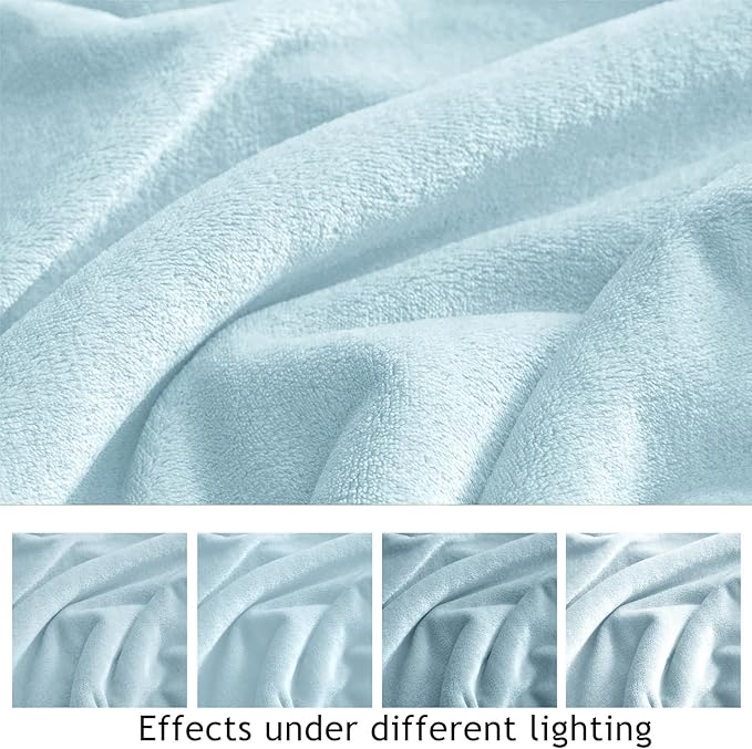 KMUSET Fleece Blanket Mist Blue Lightweight Super Soft Cozy Fuzzy Bed Blankets - Image 7