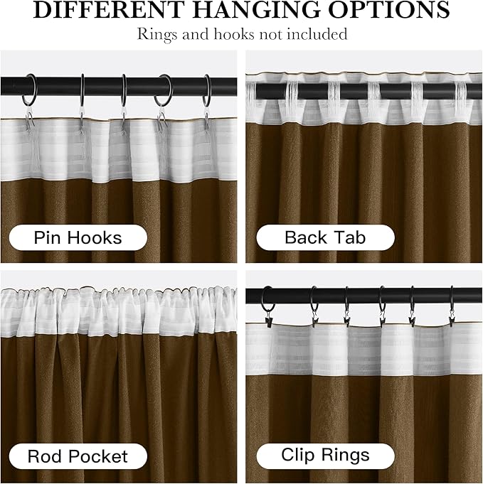 RYB HOME Luxurious Bronze Velvet Curtain Panels - Image 2
