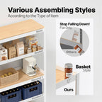 House White 24.4" W 5 Tier Rolling Storage Shelves Metal Cart
