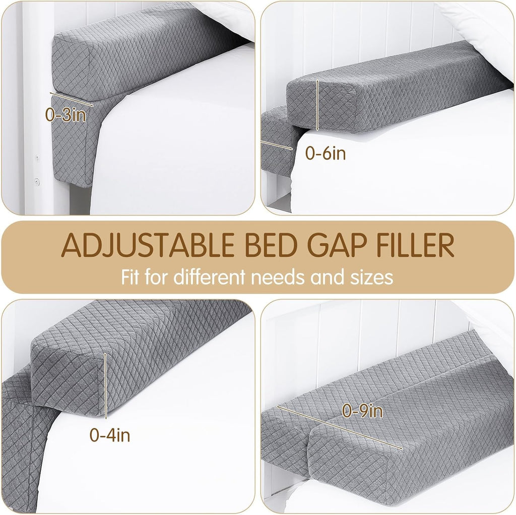 AceOrbit Foldable Bed Wedge Pillow for Headboard Gap (0-6'') 76" x 9.8" x 3" Foam Mattress Gap Filler, Pillow Falling Down, Gray