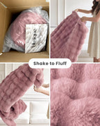 Ultra Soft Cozy Faux Fur Throw Blanket, Fuzzy Plush Thick Bubble Blanket - Image 7
