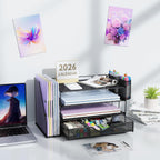 gianotter Metal Mesh Desk Organizers and Accessories with File Holder
