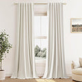 Guken 100% Blackout Cream Linen Curtains 112 Inch Wide by 52 Inch 2 Panels Set by Guken
