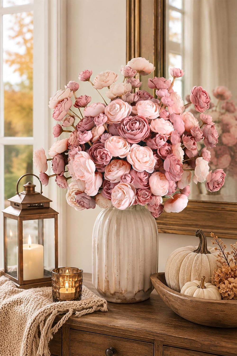 Fake Flowers Faux Flower Artificial Ranunculus Flowers Dusty Rose Peonies