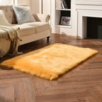 duduta Yellow Faux Sheepskin Fur Rug 3x5 ft, Fluffy Shag Bedroom Dorm Nursery - Image 6