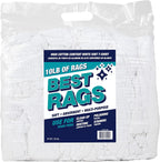 Arkwright Premium T-Shirt Rags Bulk, 10 lb Bag, Cotton Cleaning Towels, Low Lint Knit Wiping Cloths for Paint, Stain, Grease, Shop and Auto Use, Quick Dry Machine Washable, White