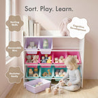 Humble Crew Kids Toy Organizer with Display Shelf, 9 Bins, 3 Tier Storage