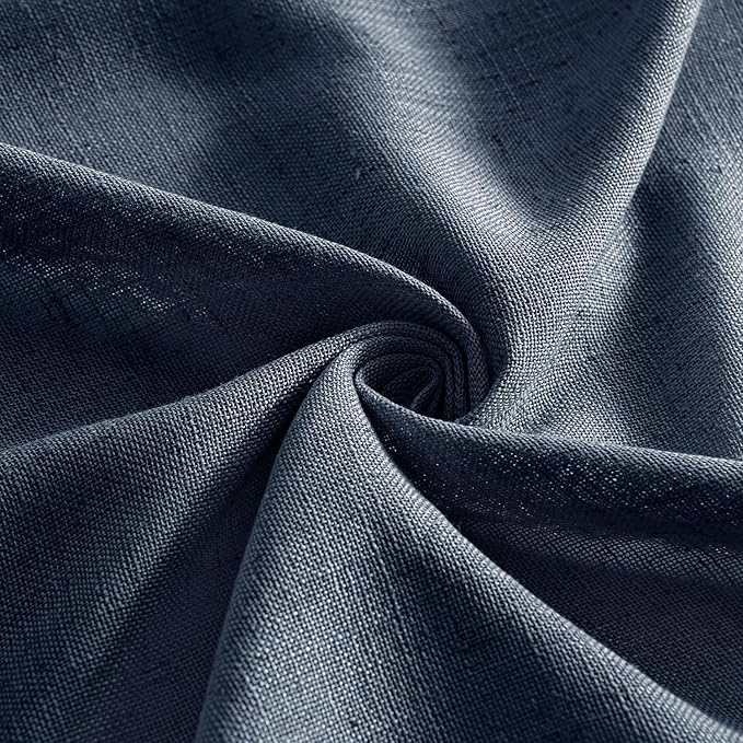 MIULEE Navy Blue Short Linen Curtains 45 Inch Length 2 Panels - Image 8