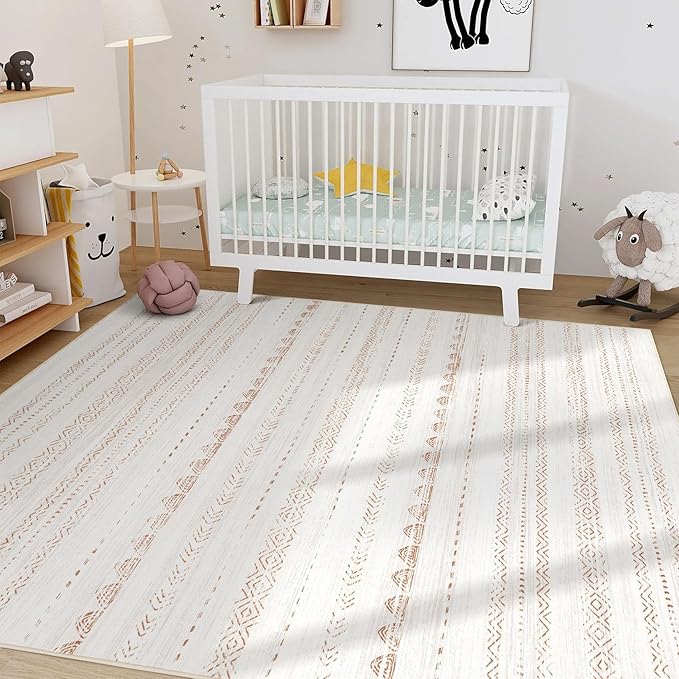 Nakagishi Area Rug Living Room Rugs: 3x5 Soft Machine Washable Boho Neutral - Image 6