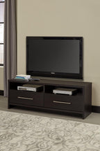 ClosetMaid Media Stand Entertainment Center with Cabinet Drawers, Open Shelves, 55 in. Wide, for Living Room, Den, Game Room, Black Walnut Finish