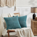 Fancy Homi 2 Packs Teal Decorative Throw Pillow Covers 22x22 Inch - Image 7