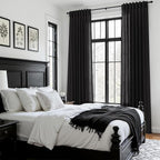 Vintage Black Linen Curtains 63 Inch Length - Image 8