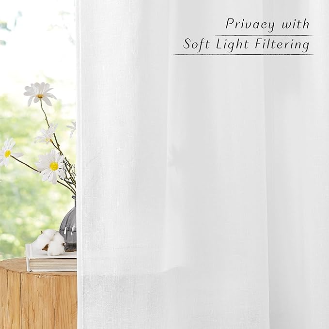 NICETOWN White Linen Short Curtains - Image 3