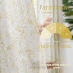 jinchan Floral Curtains 108 Inch Length Mustard Yellow Flower Linen Farmhouse - Image 3
