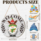 Qunclay Interchangeable Gnome Welcome Sign Seasonal Gnomes, 20, Gray