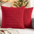 MIULEE Pack of 2 Red Corduroy Decorative Pillow Covers 12x12 Inch Soft Boho by MIULEE