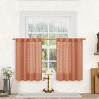LAMIT Short Window Linen Curtains 36 Inch Length 2 Panels, Terracotta Light by LAMIT