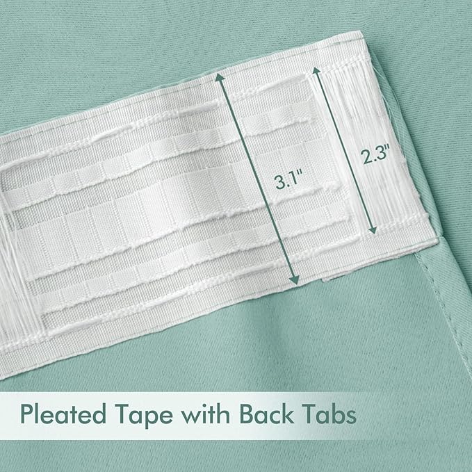 MIULEE Aqua Back Tab Blackout Curtains 102 Inch Long 2 Panels Set - Image 4