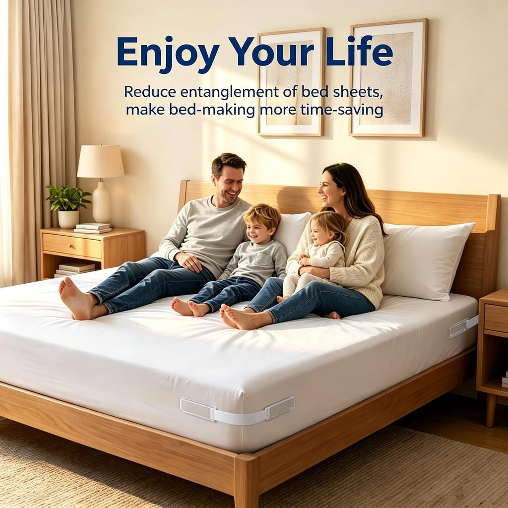 Bed Sheet Corner Holders with Snap‑Lock & Elastic, Fits Various Mattresses