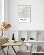 New York Map Framed Wall Art, Minimalist Canvas Print, 12x16