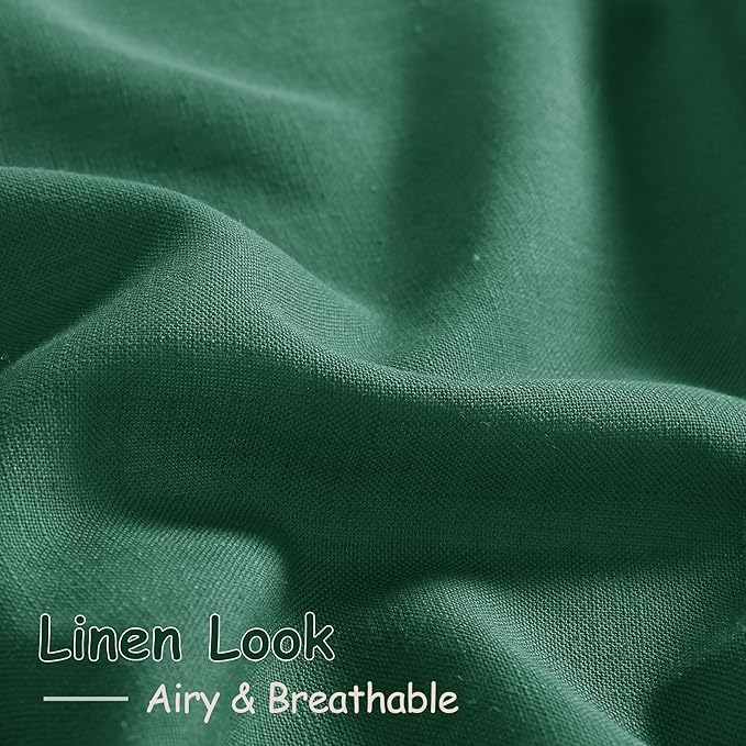 Dark Green Linen Curtains 90 Inch Long 2 Panels Set - Image 5